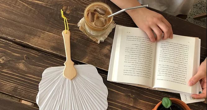 Reading at the café
